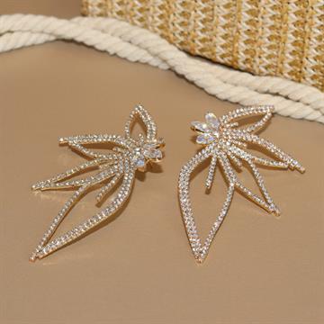 BRINCO MEIA FLOR STRASS