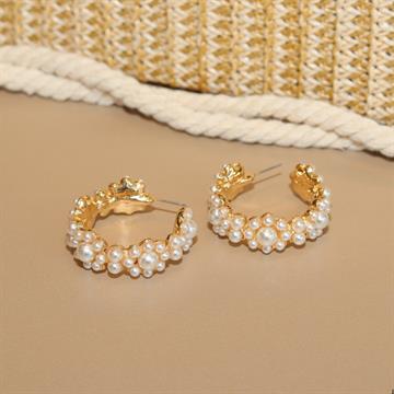 BRINCO ARGOLA PEROLAS FLORES