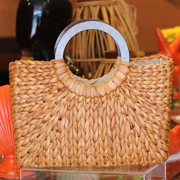 BOLSA RAFIA ALÇA MADEIRA