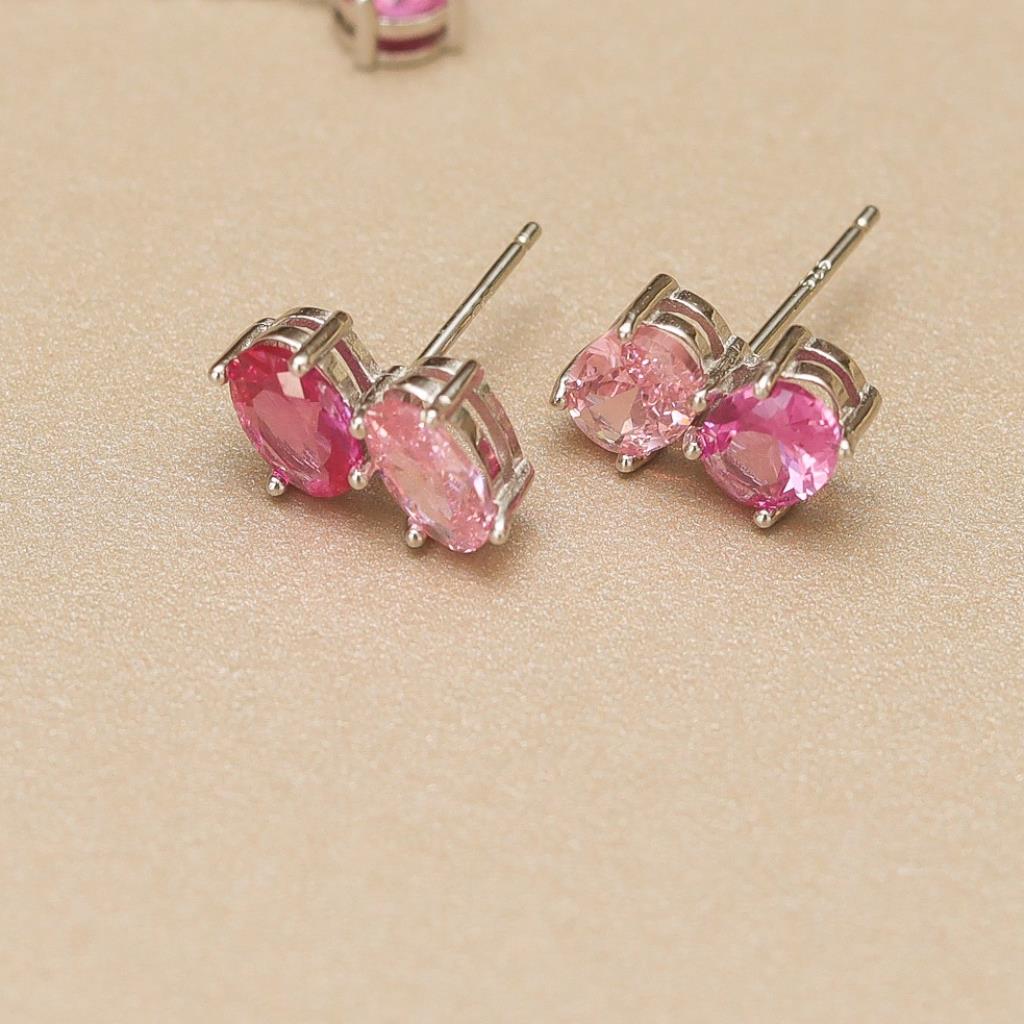 AG BRINCO OVAL DUPLO ROSA