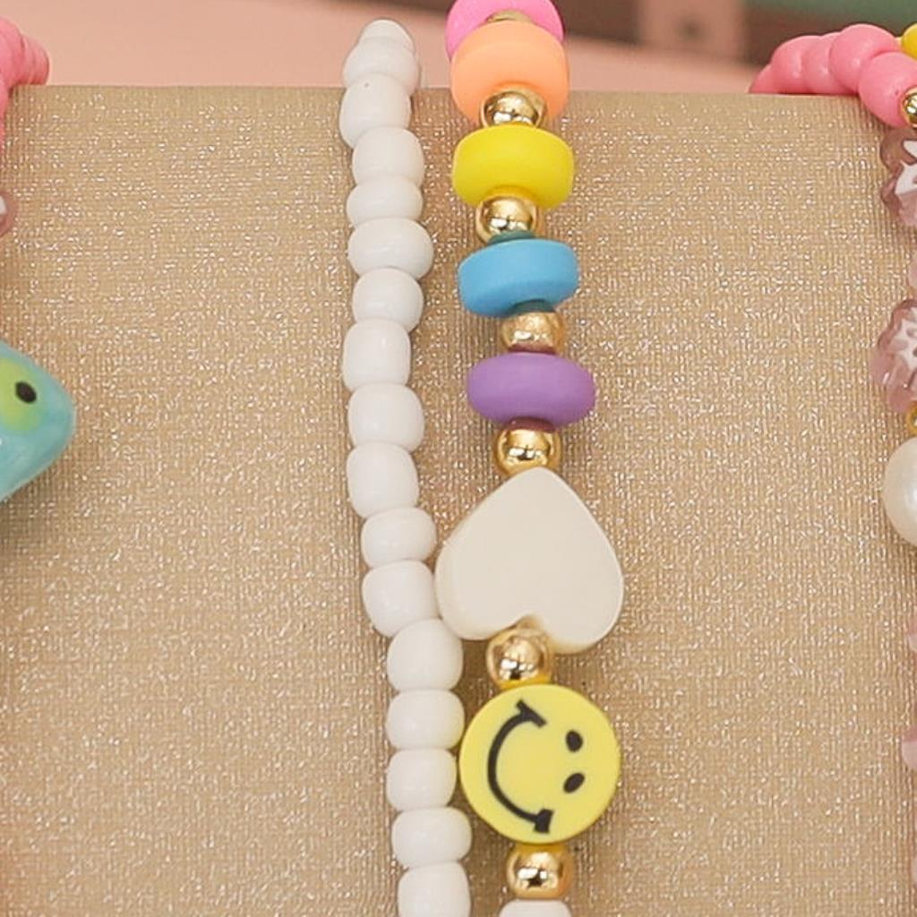 KIT 2 PULSEIRAS MIÇANGAS BRANCA EMOJIS COLOR