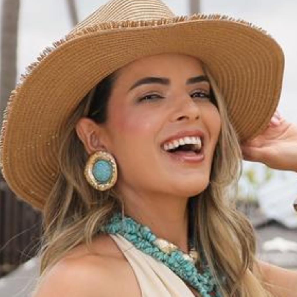 BRINCO REDONDO PEDRA TURQUESA