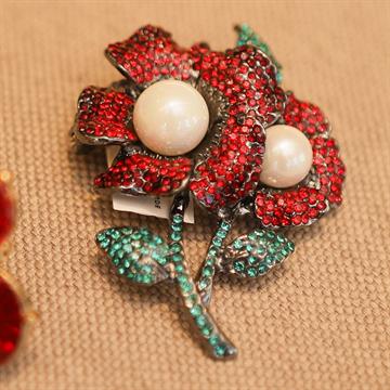 BROCHE FLOR VERMELHO E VERDE