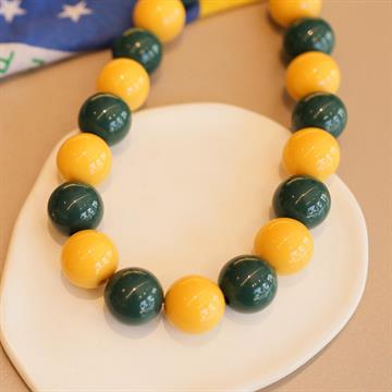 COLAR ESFERAS VERDE E AMARELO
