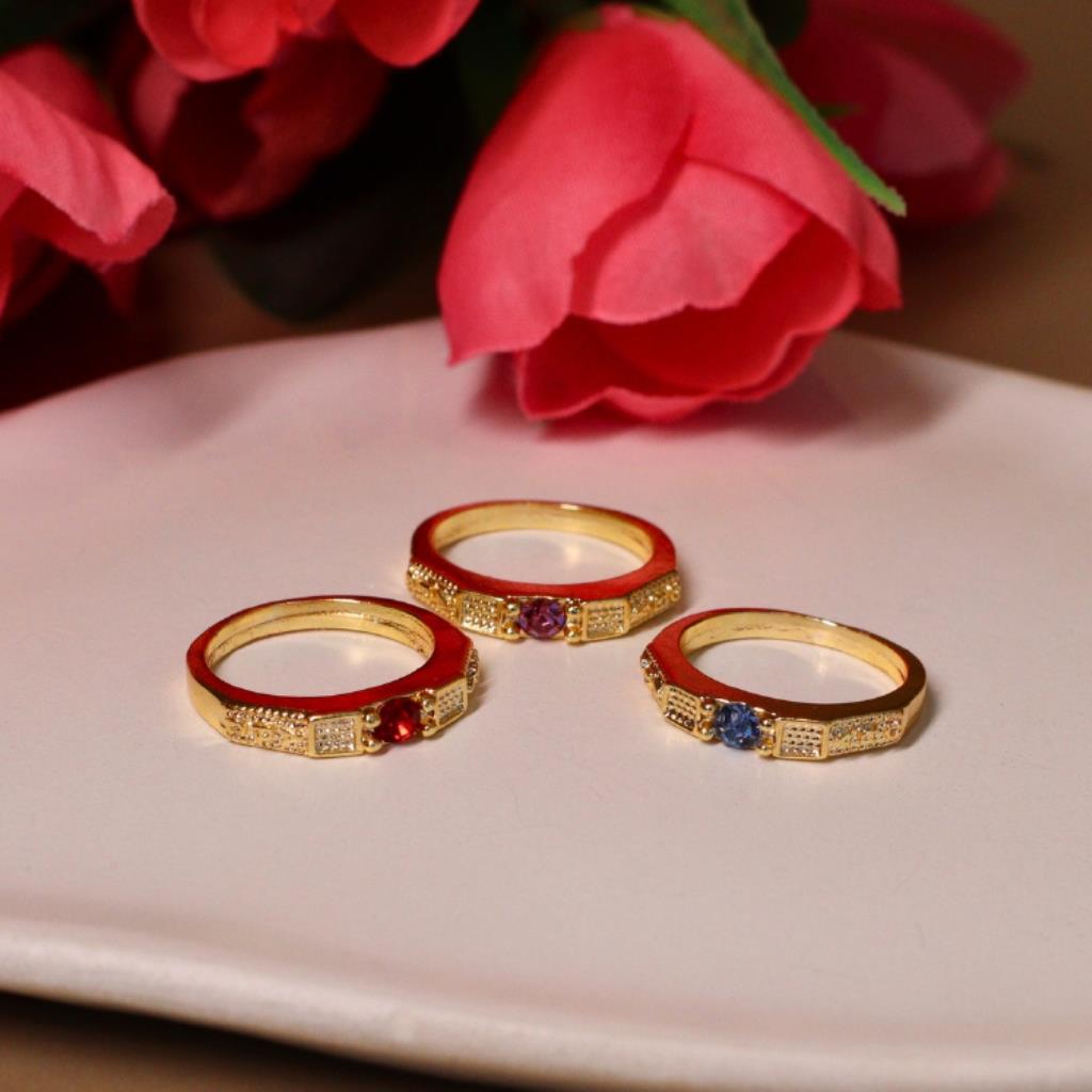 ANEL ABC DOURADO PEDRA