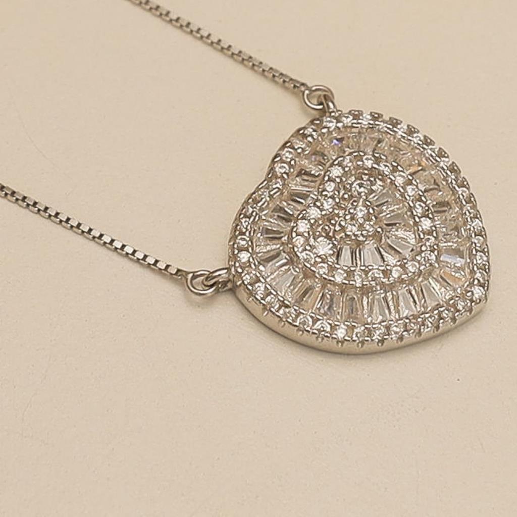 AG COLAR CORAÇÃO CRAVEJADO BAGUETE P