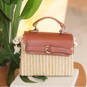 BOLSA PALHA E COURO