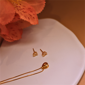 CONJUNTO DOURADO GOTA PEDRA