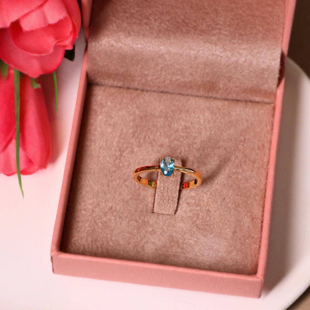 ANEL FINO SOLITÁRIO PEDRA AZUL