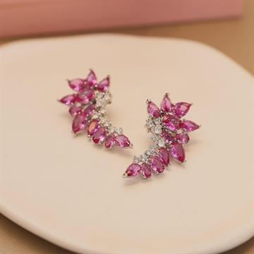 BRINCO EAR CUFF PEDRAS ROSA