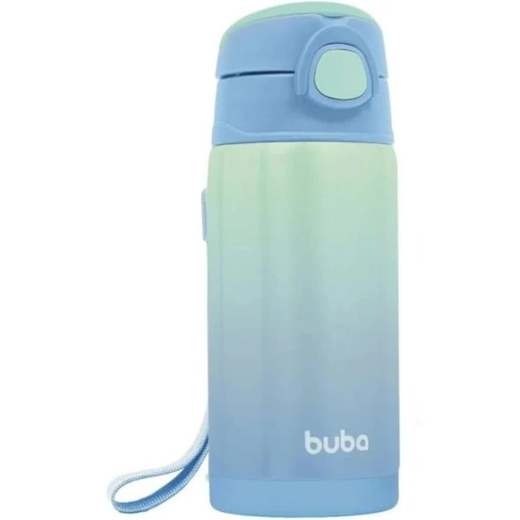 GARRAFA 400 ML TERMICA COM PAREDE DUPLA E CANUDO BUBA