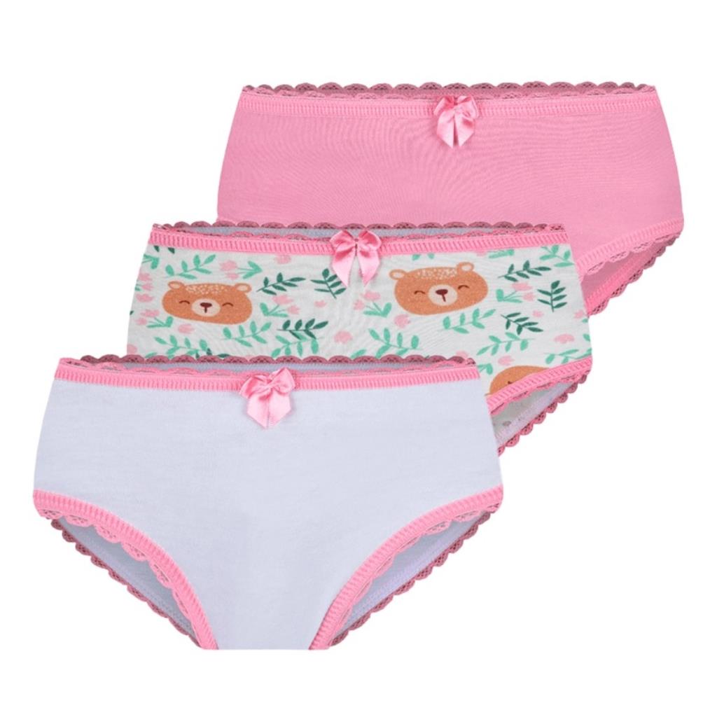 KIT CALCINHA INFANTIL 3 UN LUPO TAMANHO G 9 A 12 ANOS