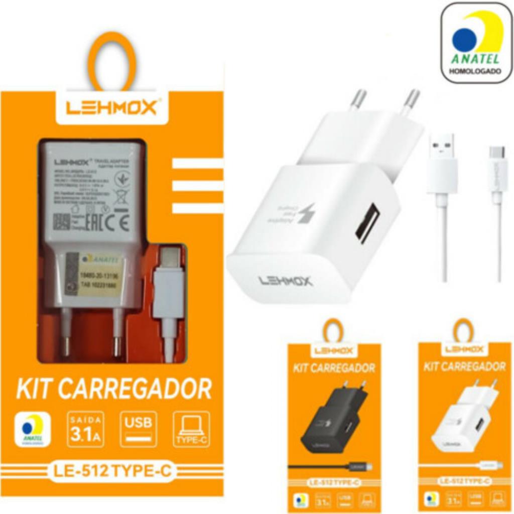 Carregador + cabo 3.1A tipo c LEHMOX LE-512