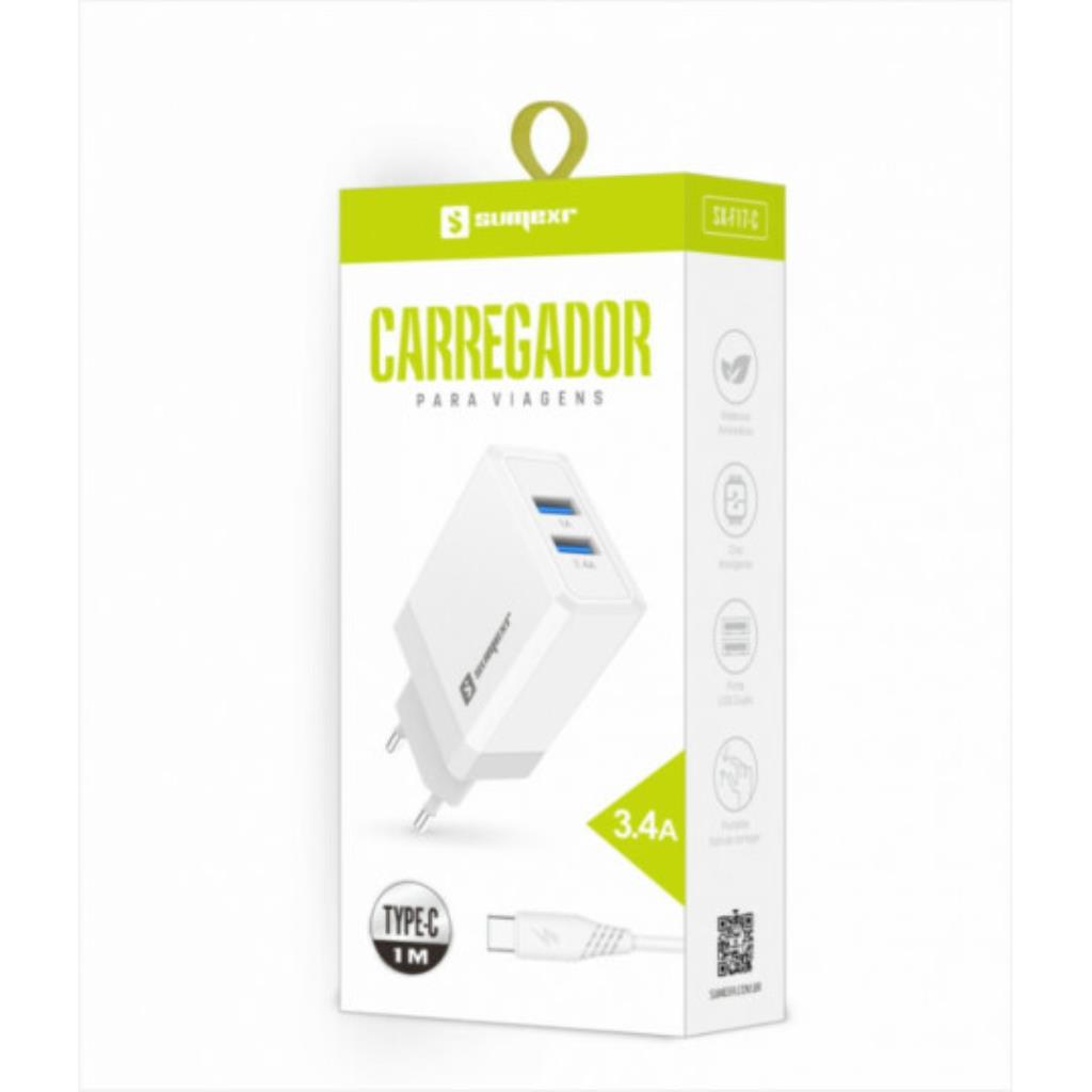 Carregador + cabo tipo C 3.4A SUMERX SX-F17-C