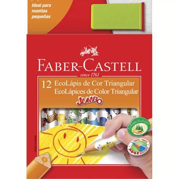 Ecolápis de Cor 12 cores triangular Faber-Castell Jumbo + 1 apontador