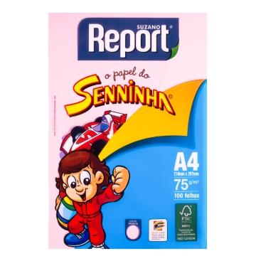 Papel Sulfite Colorido Rosa Senninha Report Suzano 75g 210x297mm - 100fls