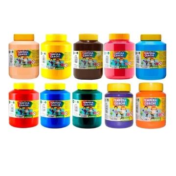 Tempera Guache 500ml (Branco, Preto, Amarelo Ouro, Laranja, Rosa, Marom, Vermelho Fogo )