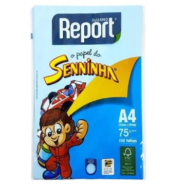 Papel Sulfite Colorido Azul Senninha Report Suzano 75g 210x297mm - 100fls