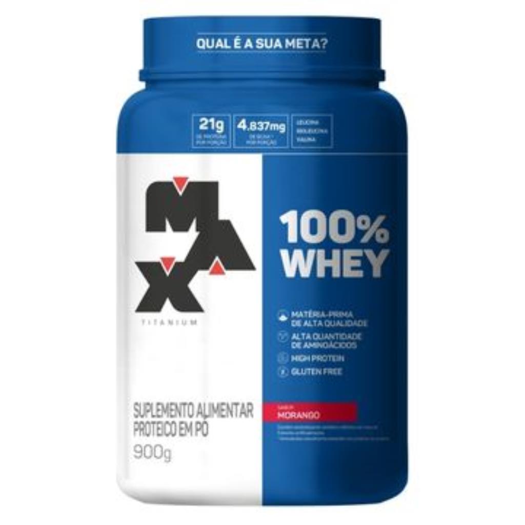 WHEY 100% MORANGO - POTE  900G - MAX TITANIUM
