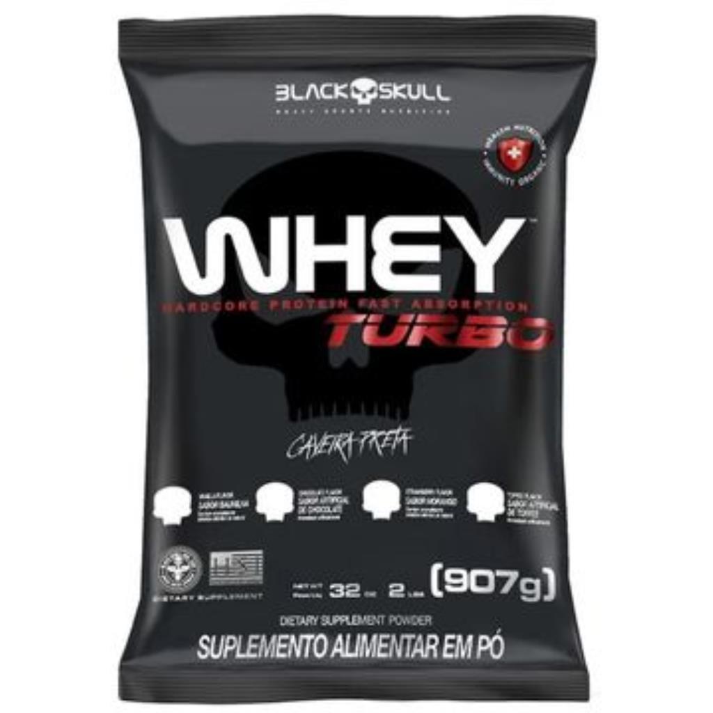 WHEY TURBO REFIL 907G - MORANGO  - BLACK SKULL