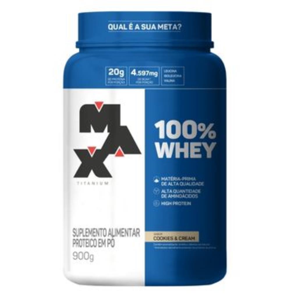 WHEY 100% COOKIES & CREAM - POTE  900G - MAX TITANIUM