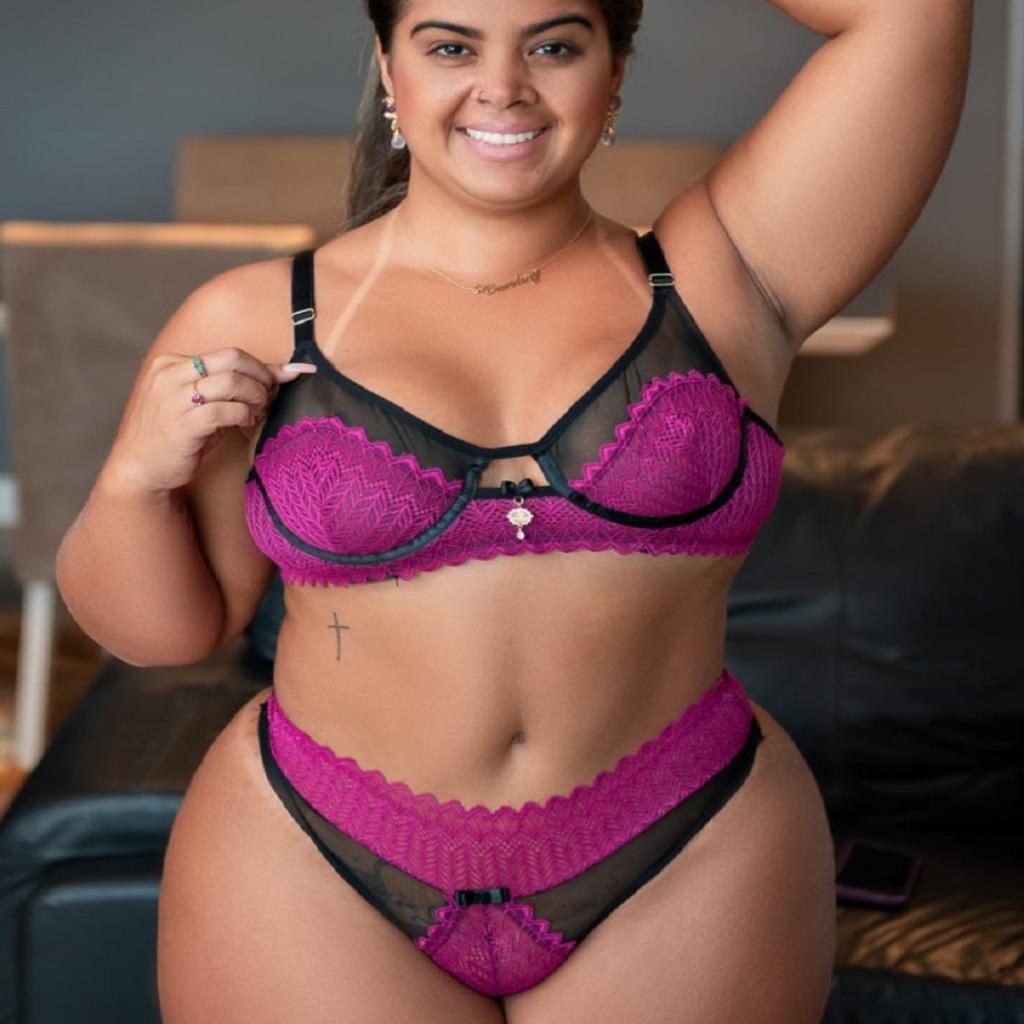 [TAM. 52] CONJ SEM BOJO COM ARO EM TULE E RENDA CALC FIO DUPLO PRETO C/ INVEJA