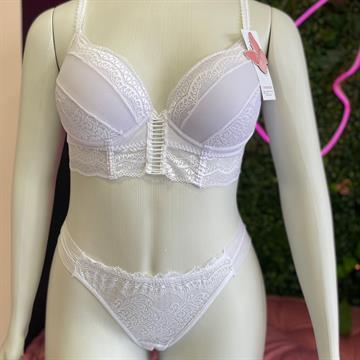 [TAM. 50] CROPPED EM TULE E RENDA C/ DET EM ELASTICOS E PINGENTES DE OURO BRANCO
