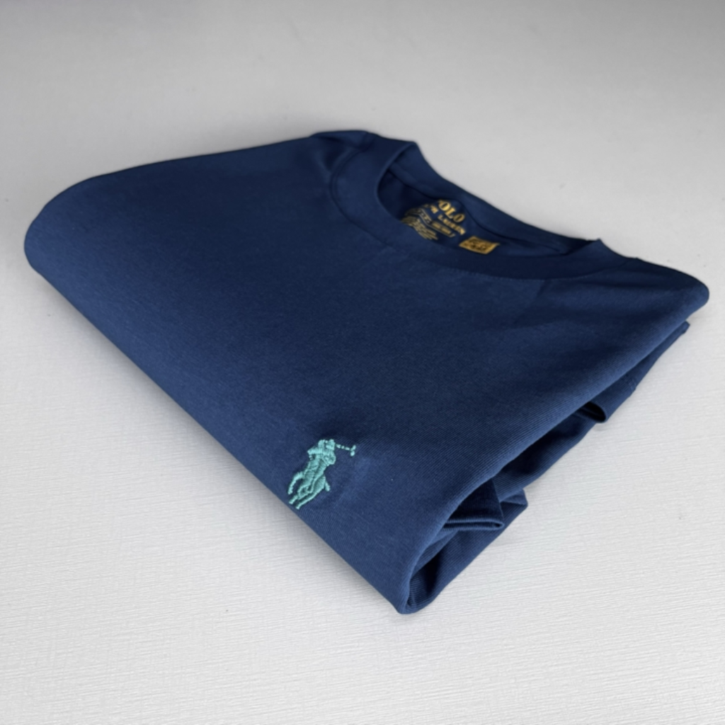 CAMISETA RALPH LAUREN AZUL MÉDIO LOGO VERDE