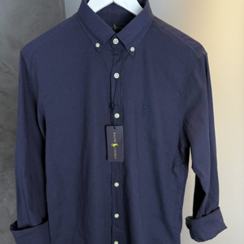 CAMISA RALPH LAUREN LINHO AZUL  MARINHO - MONOCROMÁTICA