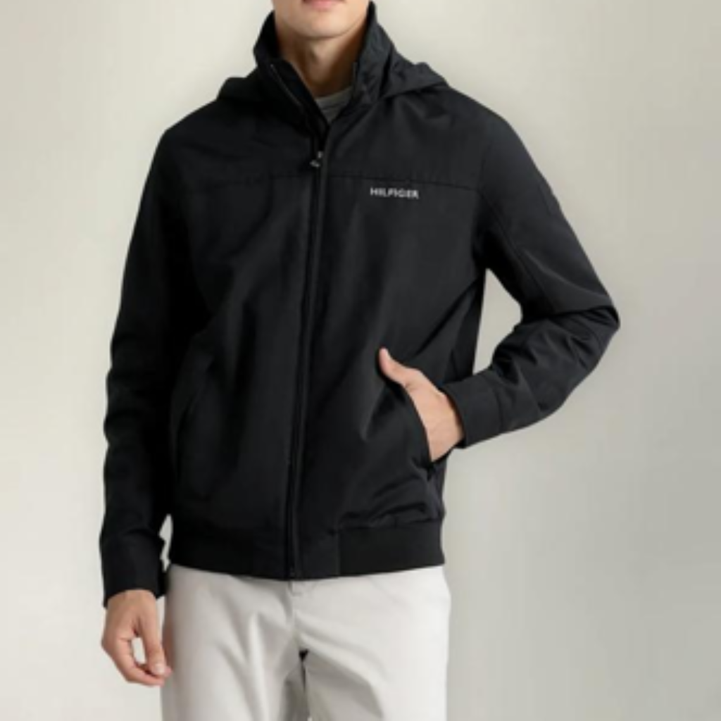 JAQUETA TOMMY HILFIGER IMPERMEÁVEL  - PRETA