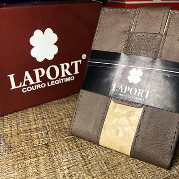 CARTEIRA DE COURO LAPORT MARROM CLARO