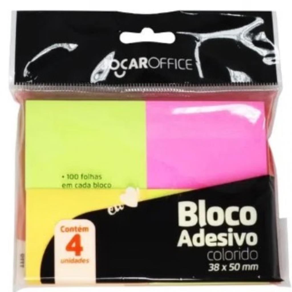 BLOCO ADESIVO COLORIDO NEON 38X50