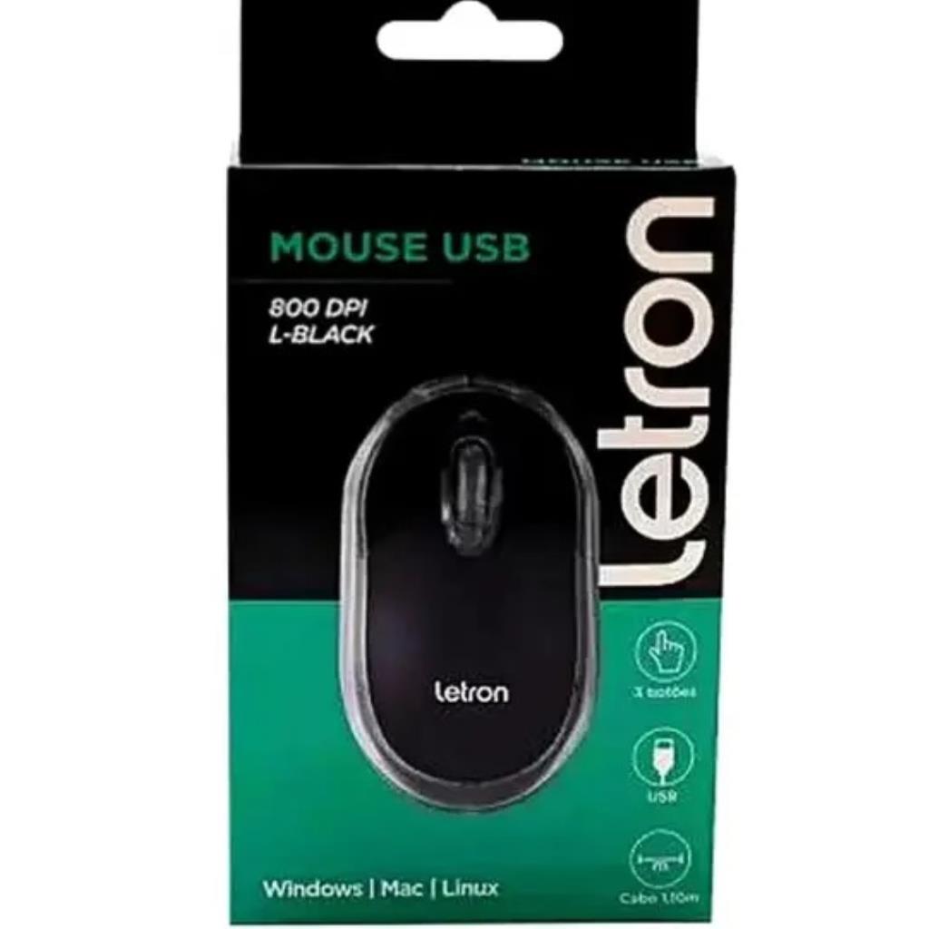 MOUSE OTICO COM LED 3 BOTOES 800DPI PRETO
