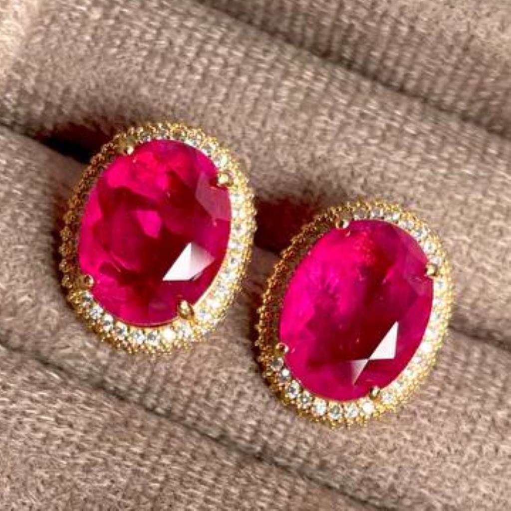 Brinco Oval com Pedra Fusion Rubelita Pink