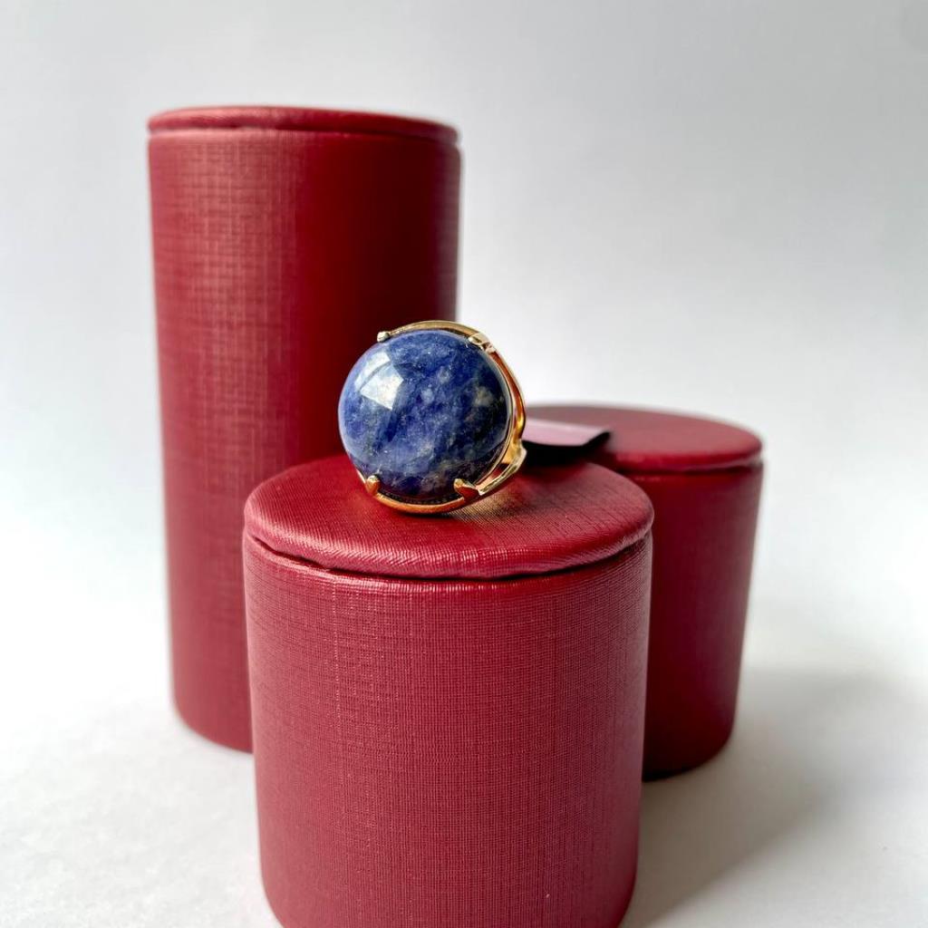 Anel com Pedra Natural Quartzo Azul