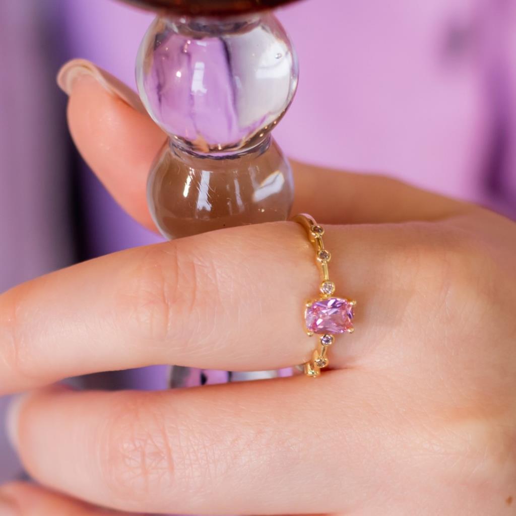 Nm. Anel Cristal Rosa - 26