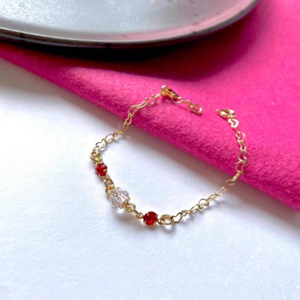 Pulseira Infantil Pedras Rubi