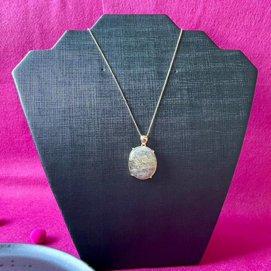 Pingente Pedra Rutilo Dourado
