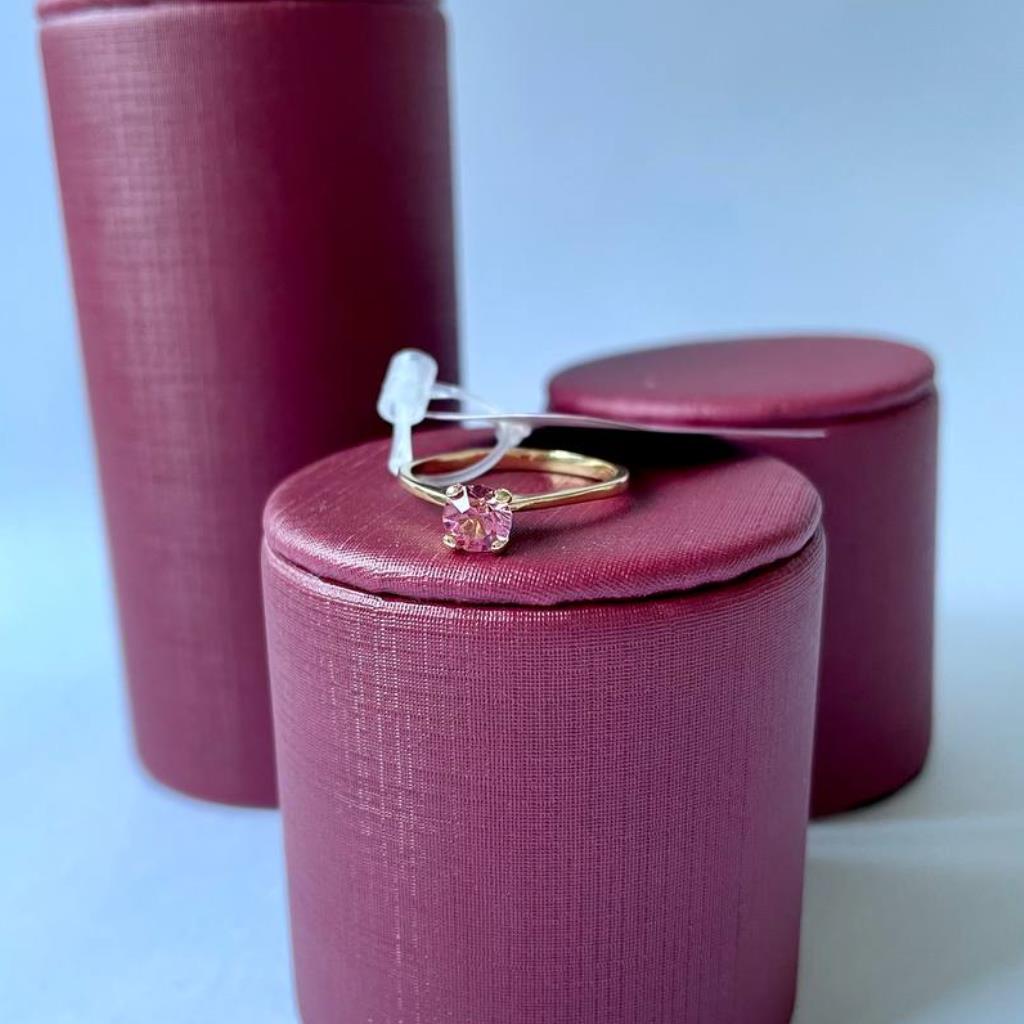 Anel Solitário Pedra Rosa