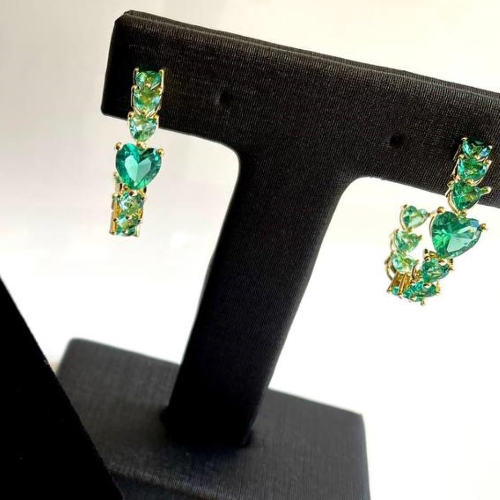 Argola Coração Cravej Verde