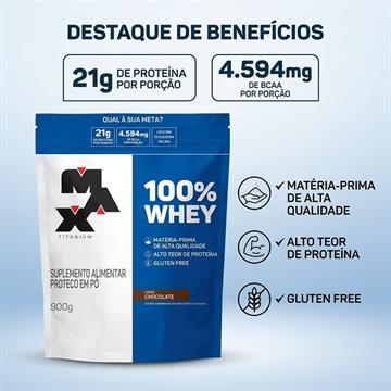 100% WHEY MAX TITANIUM CHOCOLATE REFIL 900G