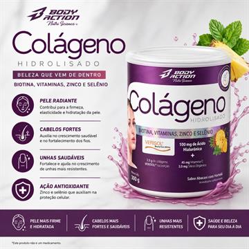 COLÁGENO HIDROLISADO BODYACTION ABACAXI COM HORTELÃ 250 GRAMAS