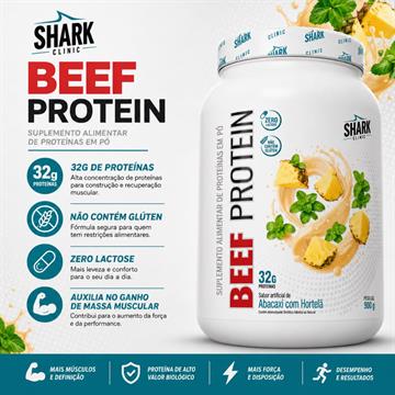 BEEF PROTEIN SHARK PRO ABACAXI COM HORTELÃ POTE 900 GRAMAS