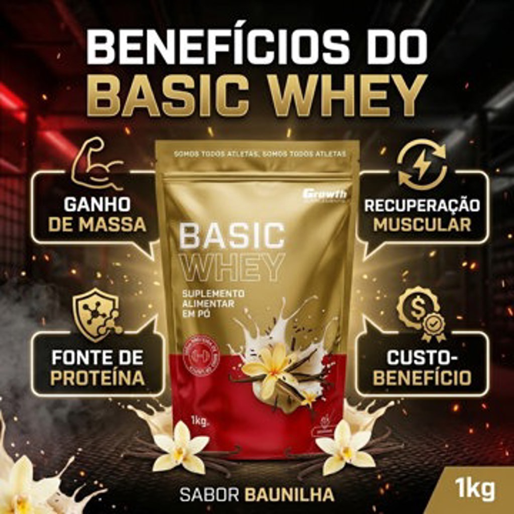 BASIC WHEY BAUNILHA GROWTH 1 KG
