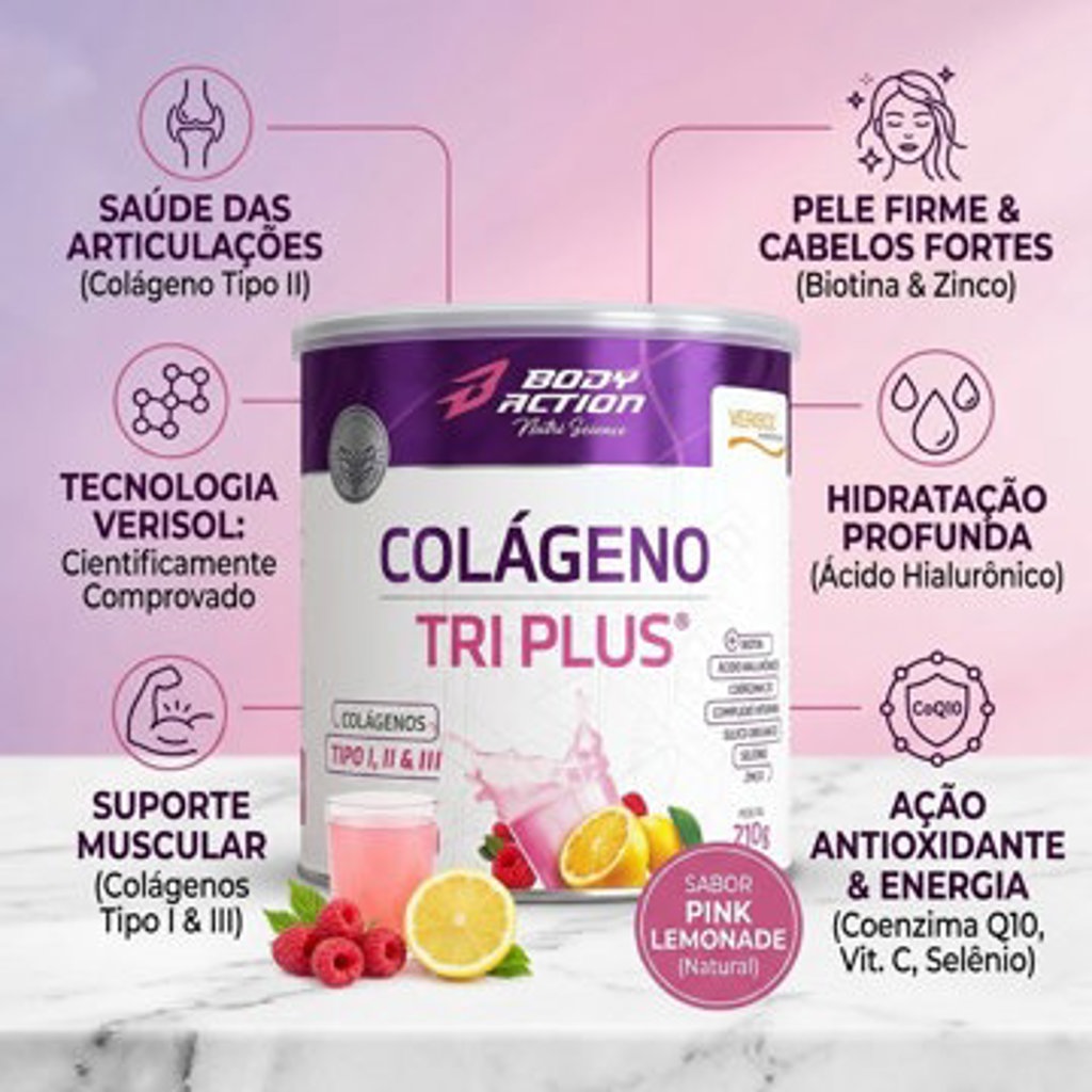 COLAGENO TRI PLUS BODYACTION LIMONADA PINK 210 GRAMAS