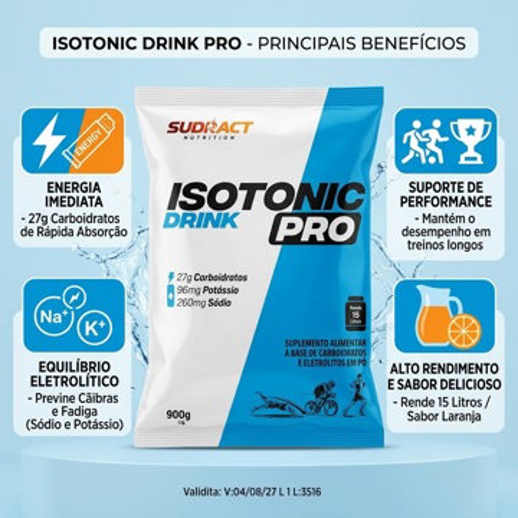 ISOTONIC DRINK PRO SUDRACT LARANJA 900 GRAMAS