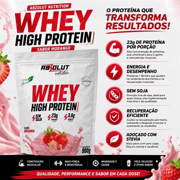 WHEY HIGH PROTEIN ABSOLUT MORANGO 900G