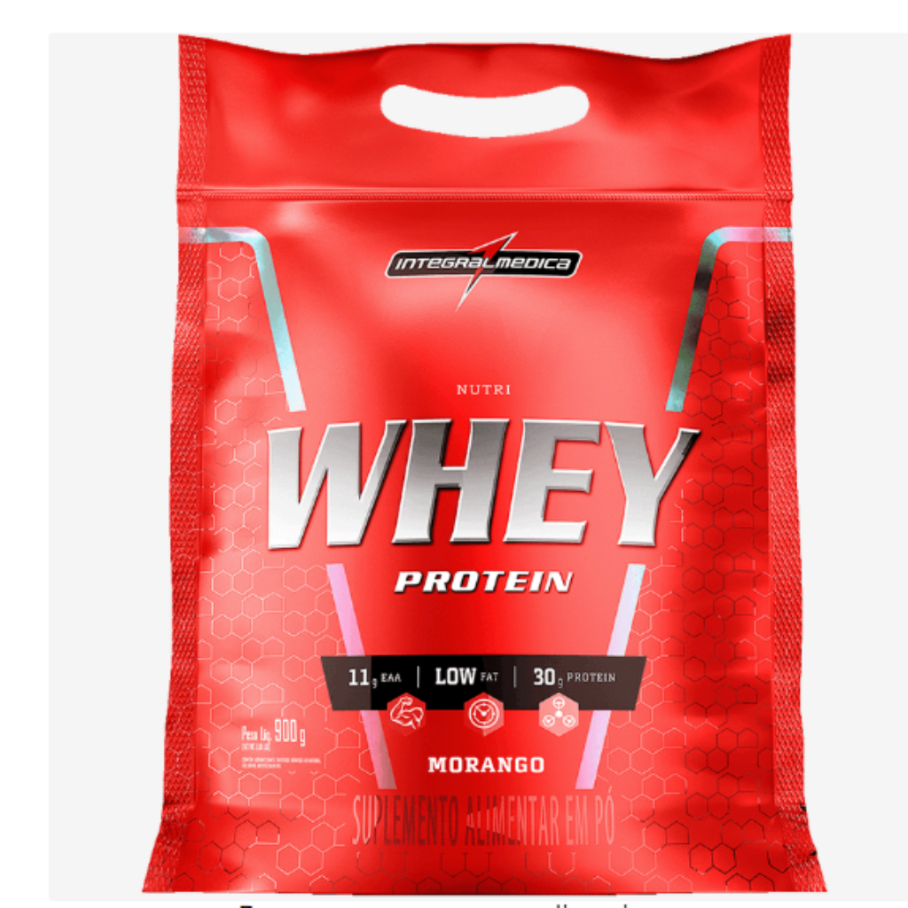 NUTRI WHEY INTEGRALMEDICA MORANGO 900G