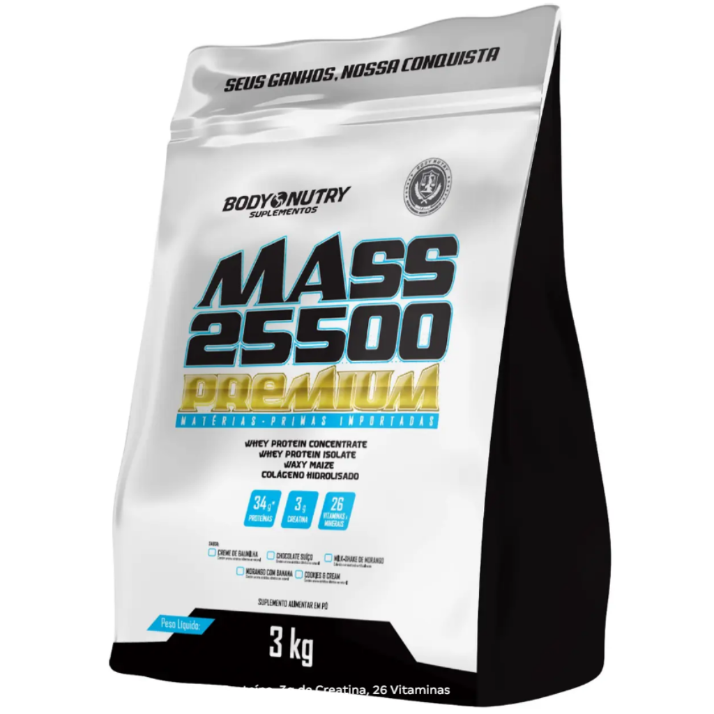 MASS 25500 BODYNUTRY MILKSHAKE DE MORANGO REFIL 3 KG