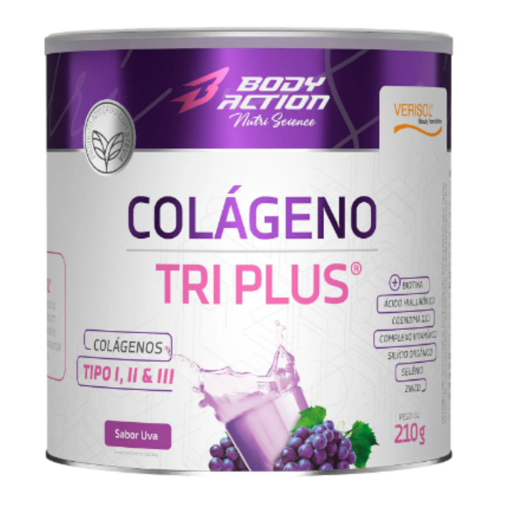 COLAGENO TRI PLUS I, II, III - BODYACTION UVA LATA 210 GRAMAS